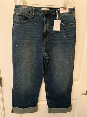 Jessica Simpson Blue Studded Boyfriend Dark Wash Jeans “Zinnia”